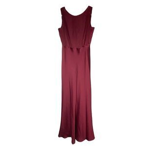 Taylor Women's Wine Red Burgundy Satin Sleeveless A-Line Maxi Gown Dress Size 12